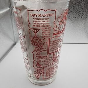 Vintage Cocktail Recipe Glass with Red Print By USA Irvinware Recipes